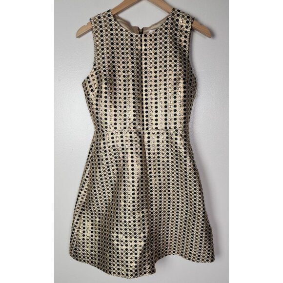 Erin Featherston Women's Sz. 6 Dot Black/Gold Sophie Dress - Picture 1 of 7